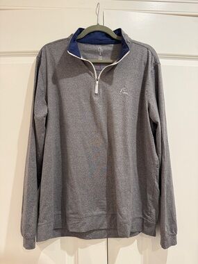 Rhoback Men's Gray Quarter-Zip Pullover with Navy Collar